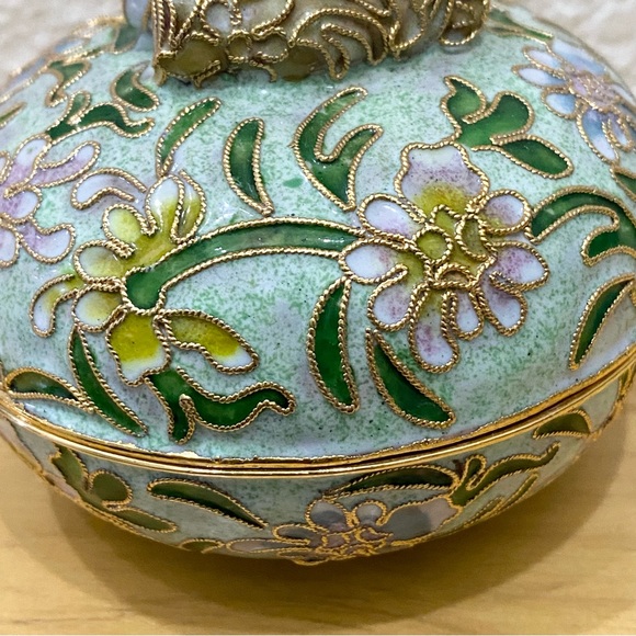 Vintage NYCO Nikki Yassaman Green Bear Trinket Box Faberge Enameled Art Figurine - Picture 11 of 13